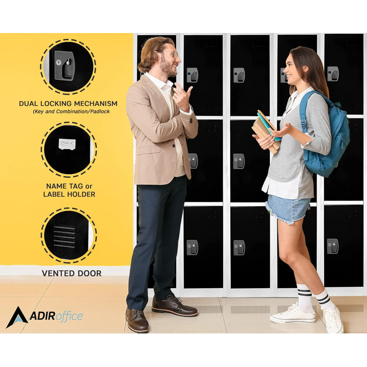 Black Solid Steel 72" Freestanding 3-Tier Locker