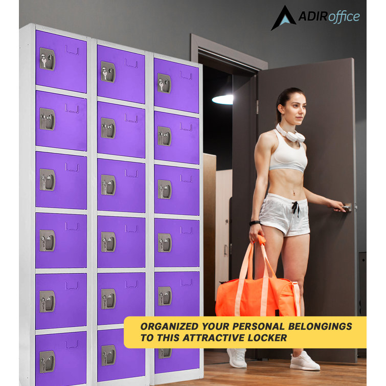 Purple Steel Freestanding Office Locker with Adjustable Shelving