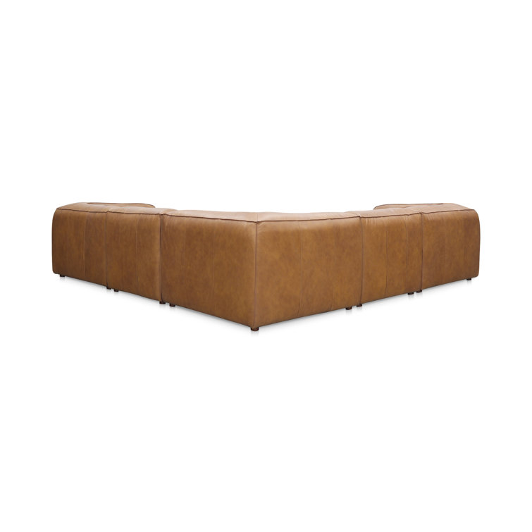 Sonoran Tan Leather L-Shaped Modular Sectional Sofa