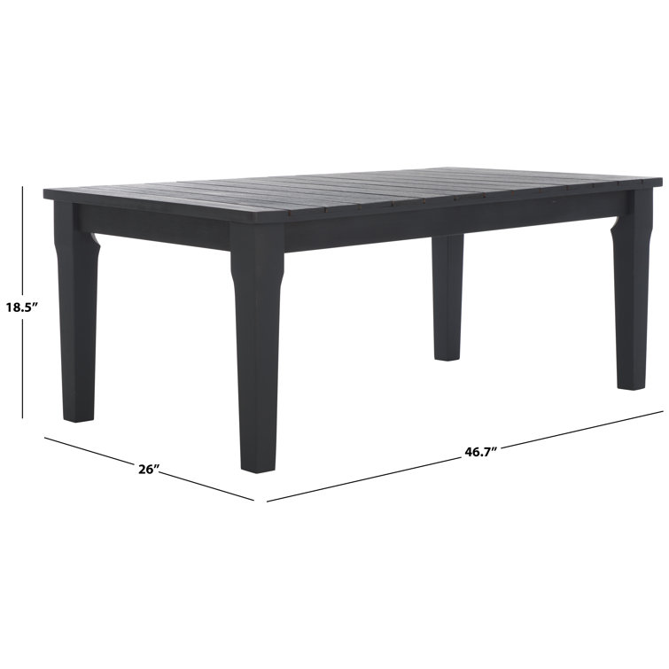 Black Solid Wood Rectangular Patio Coffee Table