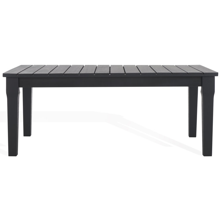 Black Solid Wood Rectangular Patio Coffee Table