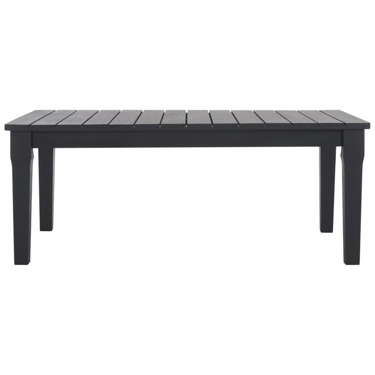 Black Solid Wood Rectangular Patio Coffee Table