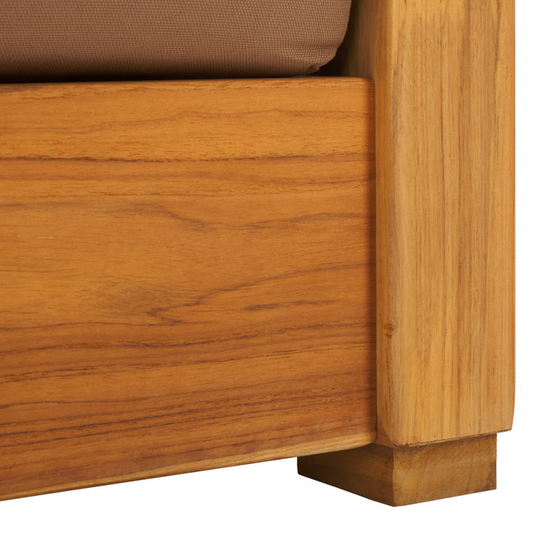 Natural Teak Outdoor Lounge Chair with Brown Cushions