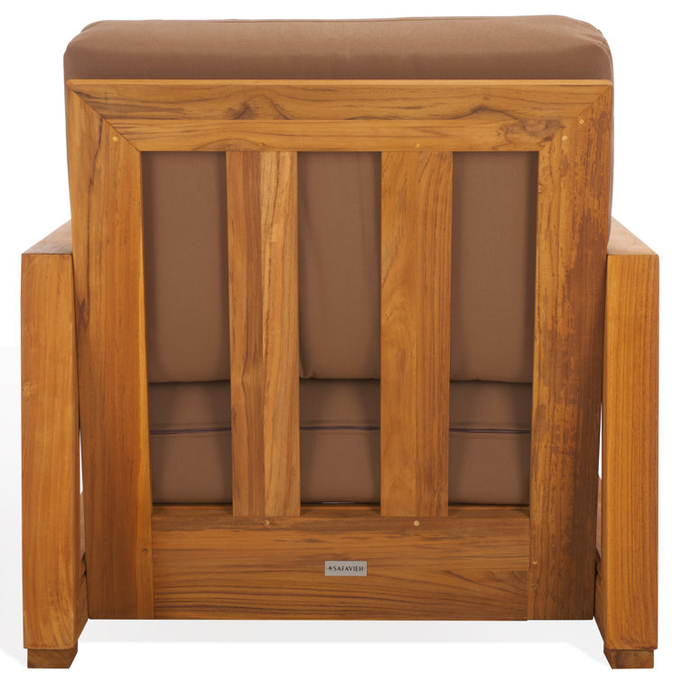 Natural Teak Outdoor Lounge Chair with Brown Cushions