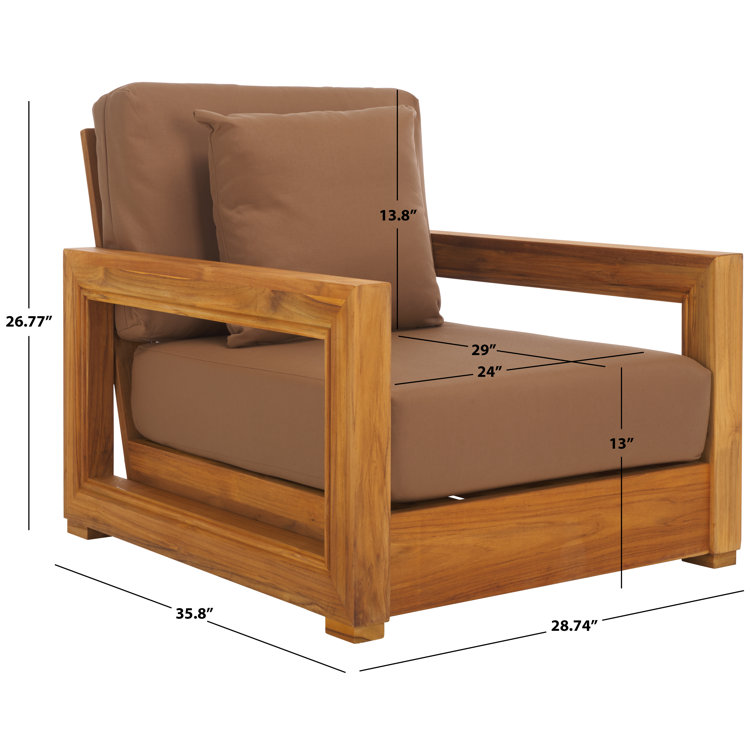 Natural Teak Outdoor Lounge Chair with Brown Cushions