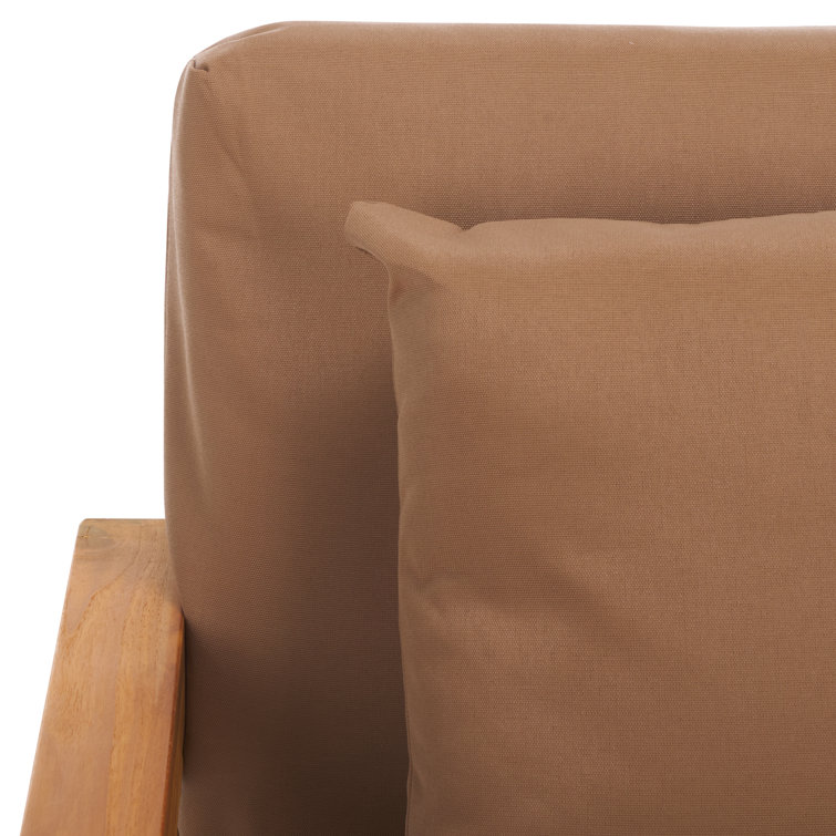 Natural Teak Outdoor Lounge Chair with Brown Cushions