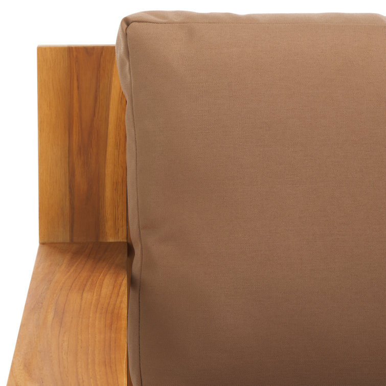 Natural Brazilian Teak Patio Chair with Brown Cushions