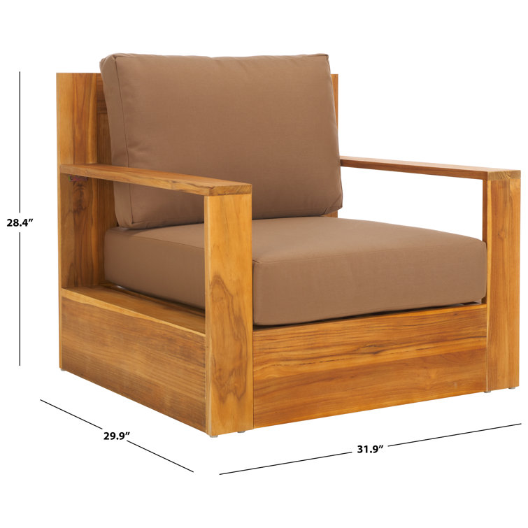 Natural Brazilian Teak Patio Chair with Brown Cushions