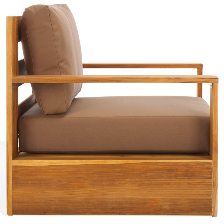 Natural Brazilian Teak Patio Chair with Brown Cushions