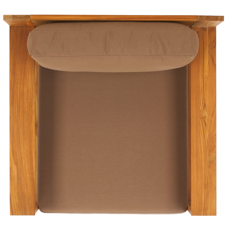 Natural Brazilian Teak Patio Chair with Brown Cushions