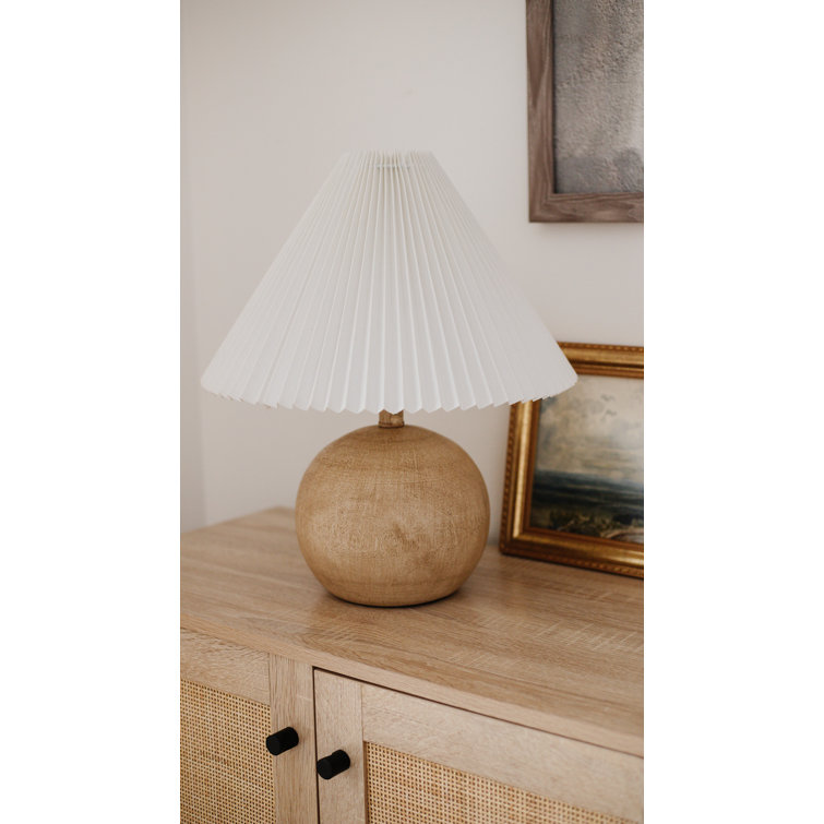 Natural Resin Table Lamp with White Linen Shade