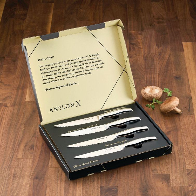 Anolon Anolon X Steak Knife Set, 4 Piece, Stainless Steel