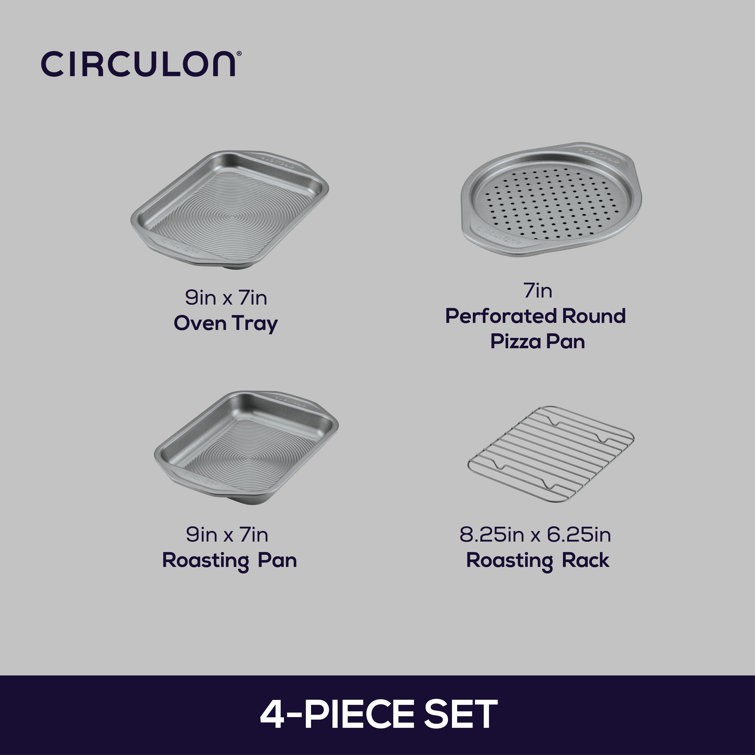 Circulon Total Gray Nonstick Toaster Oven and Pizza Pan Set, 4 Piece