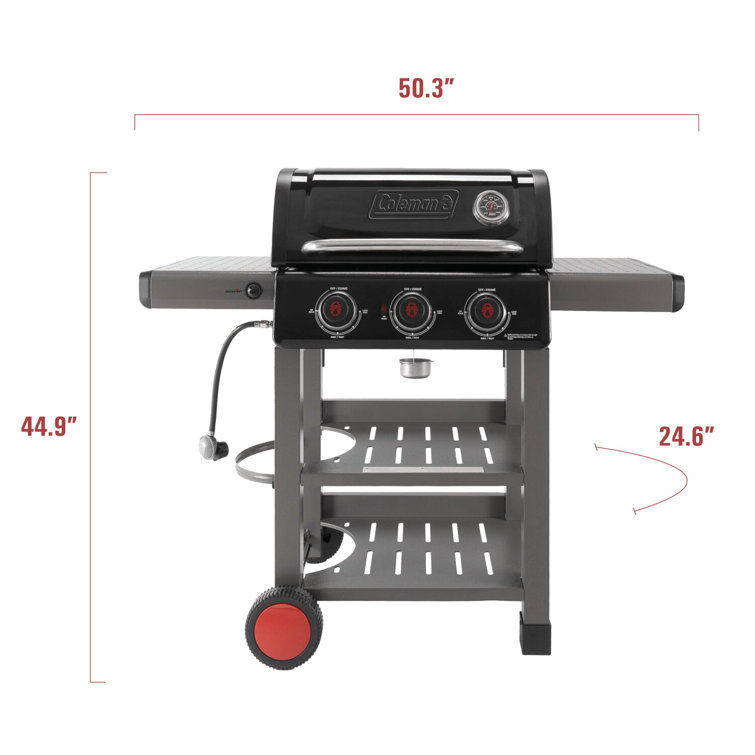 Coleman 3-Burner Stainless Steel Propane Gas Grill with Side Burner