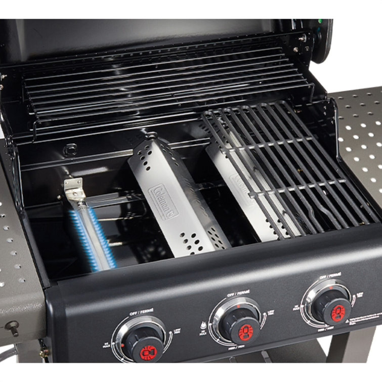 Coleman 3-Burner Stainless Steel Propane Gas Grill with Side Burner