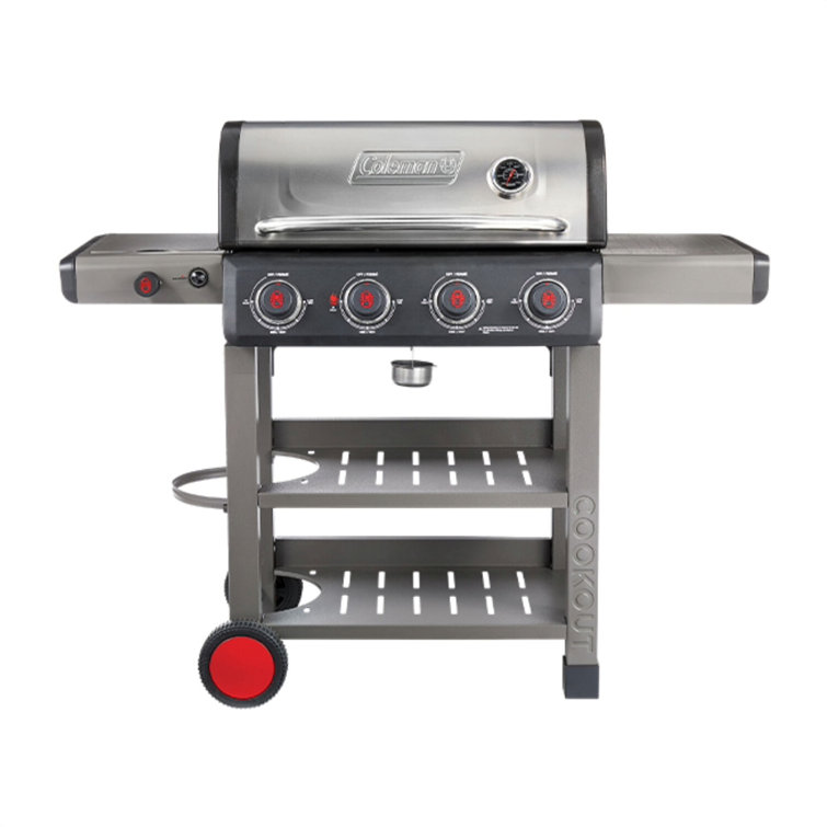 Coleman 4-Burner Stainless Steel Propane Gas Grill with Side Burner