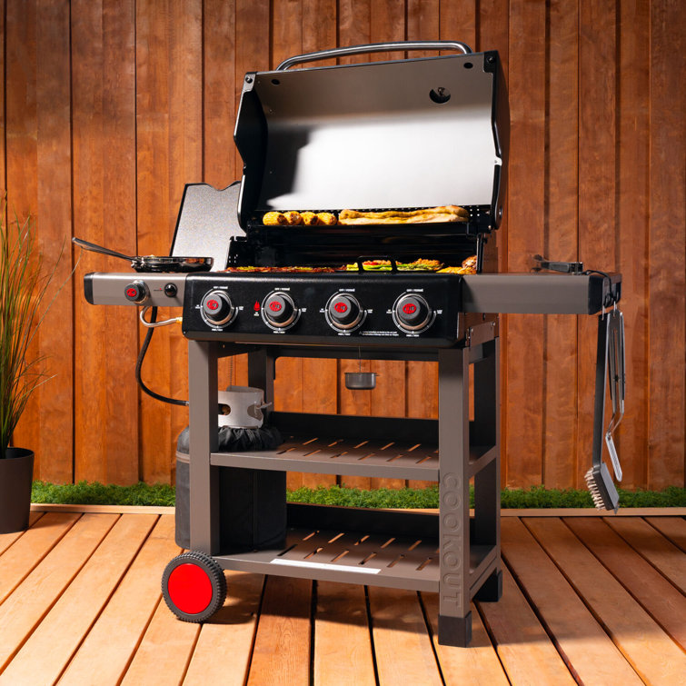 Coleman 4-Burner Stainless Steel Propane Gas Grill with Side Burner