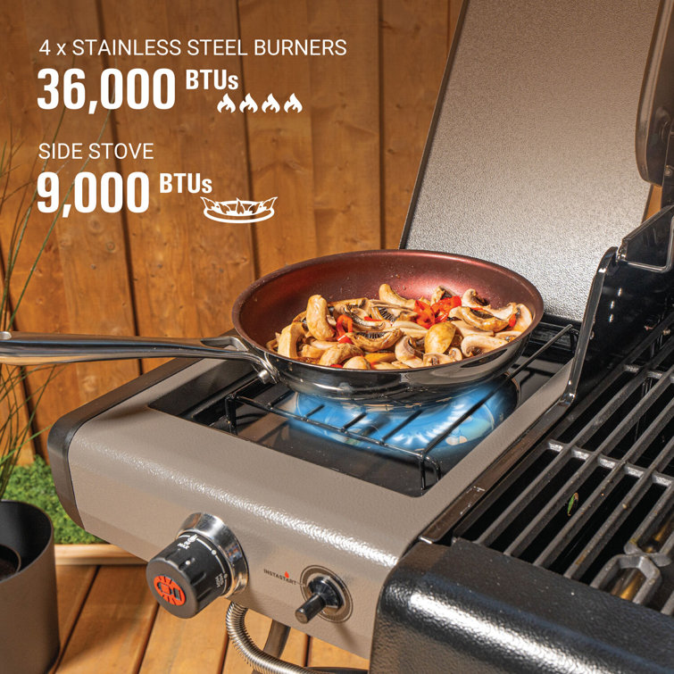 Coleman 4-Burner Stainless Steel Propane Gas Grill with Side Burner