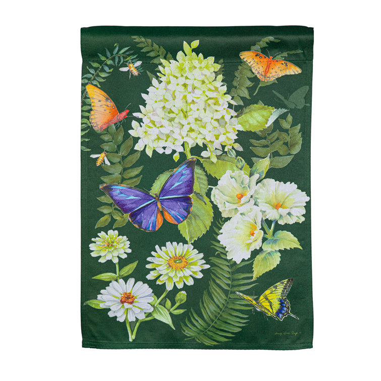 Vibrant Floral and Butterfly Suede Garden Flag