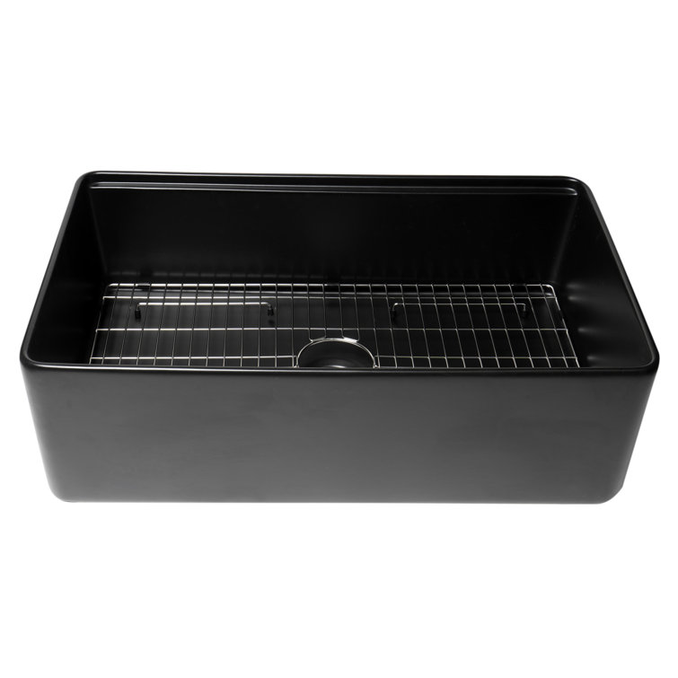 33'' Black Fireclay Single Bowl Farmhouse Sink