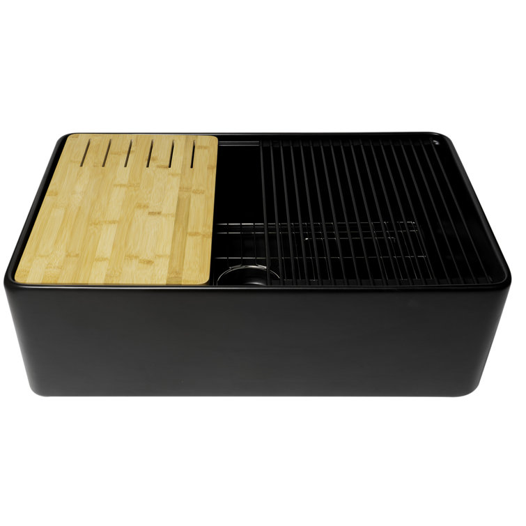 33'' Black Fireclay Single Bowl Farmhouse Sink