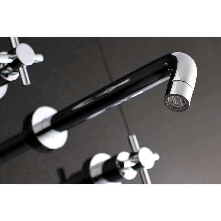 Polished Chrome Wall Mount Roman Tub Faucet with Cross Handles