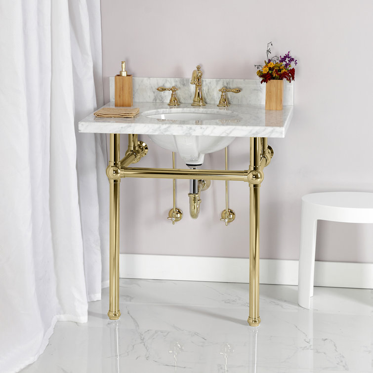 Polished Brass Victorian Widespread Bathroom Faucet with Pop-Up Drain