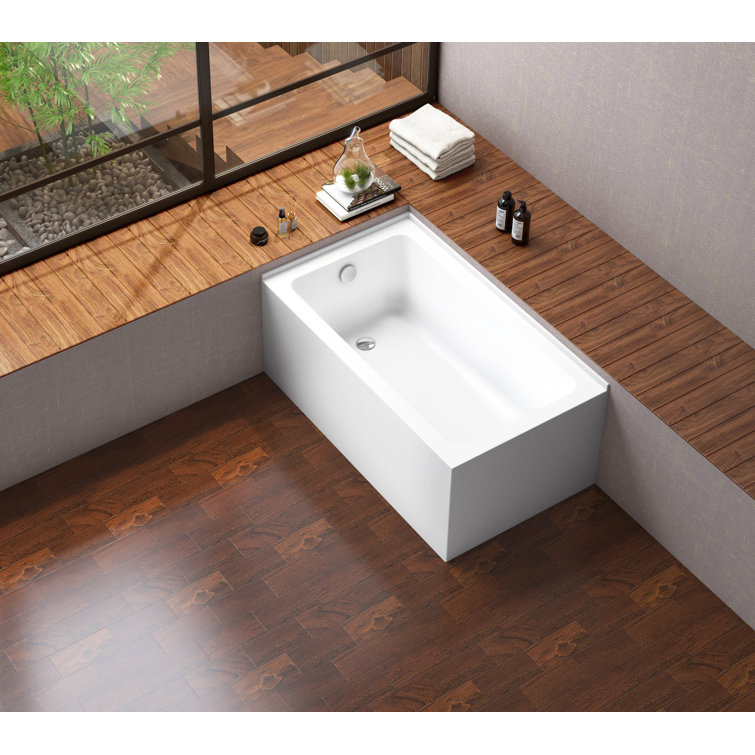 Aqua Eden 54-Inch White Acrylic Alcove Tub with Left Hand Drain