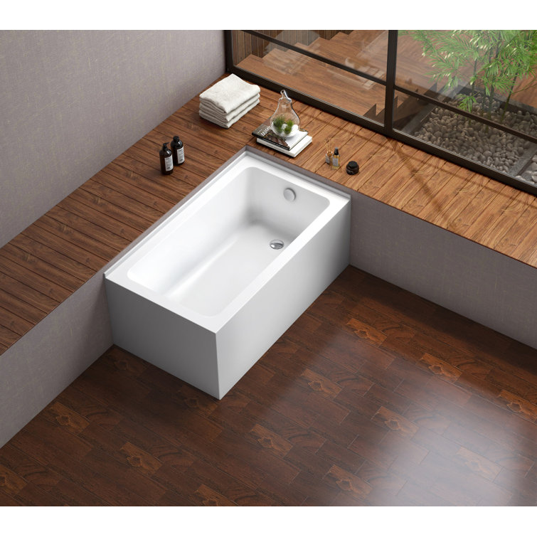 Aqua Eden 54-Inch White Acrylic Alcove Tub with Right Hand Drain