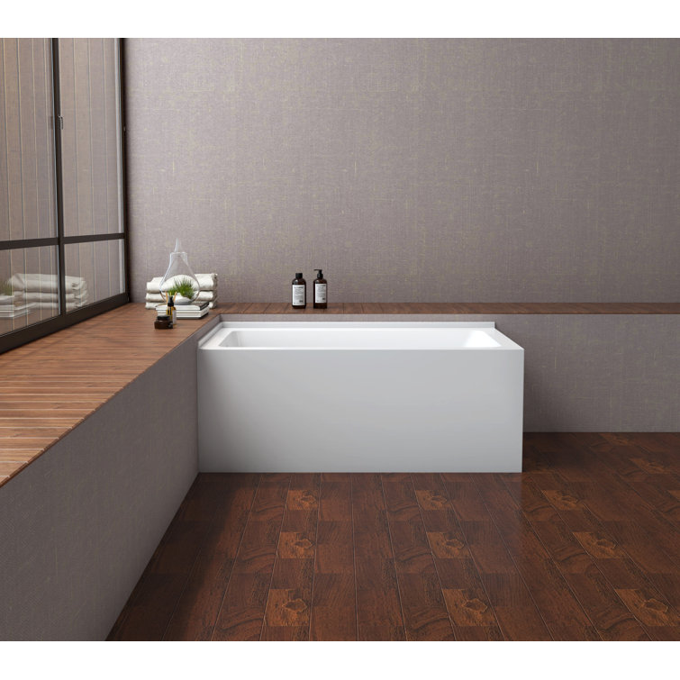 Aqua Eden 54-Inch White Acrylic Alcove Tub with Left Hand Drain