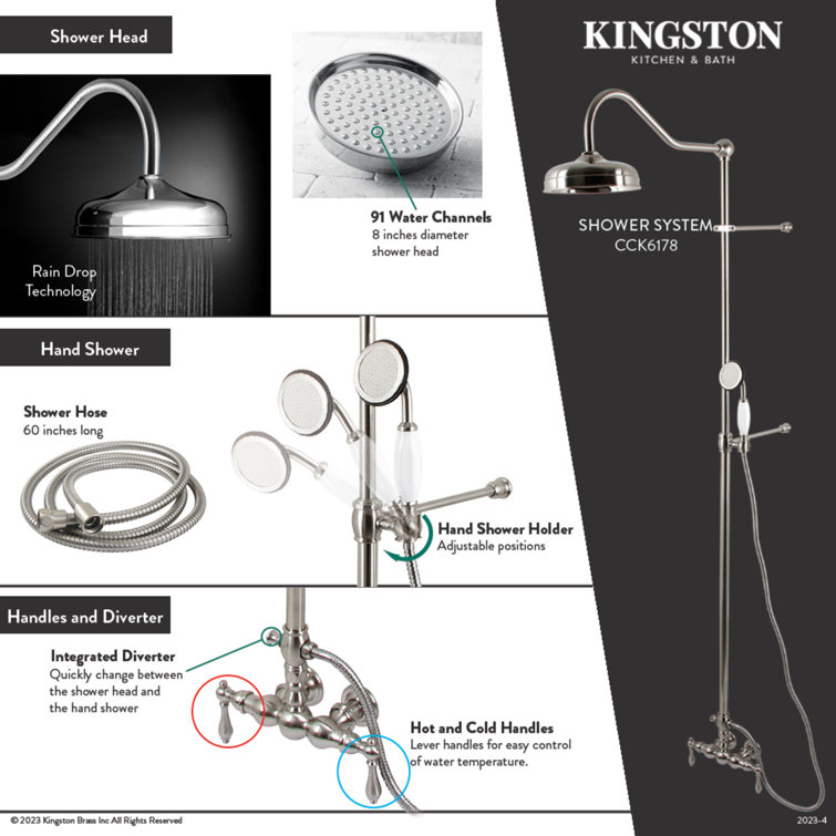Taiwanese Traditional Polished Brass Adjustable Rain Shower Set