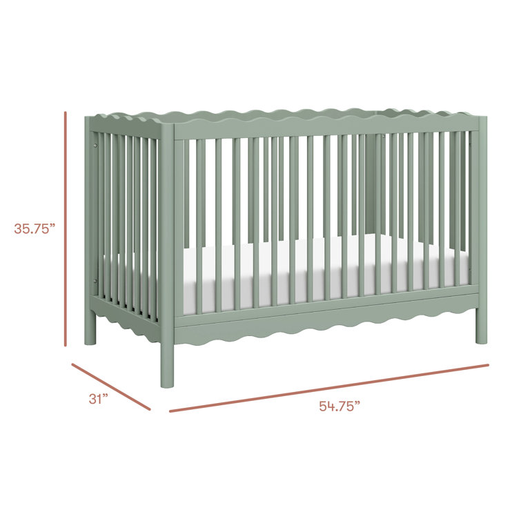 Light Sage Sustainable Pine Wood 4-in-1 Convertible Crib