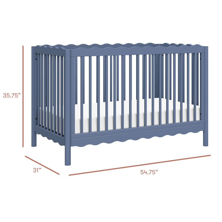 Cove Blue Pine Wood 4-in-1 Convertible Crib with Toddler Bed Kit