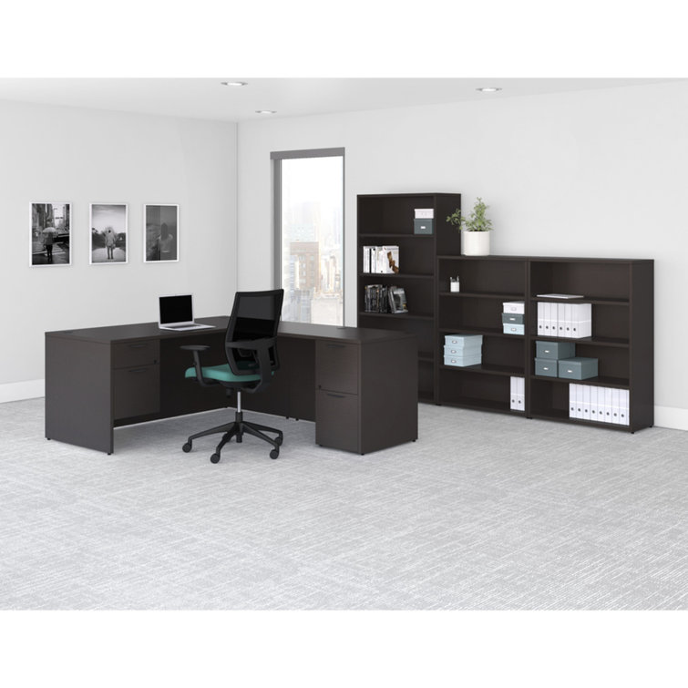 Espresso 66" Particleboard Credenza with Drawer and Filing Cabinet