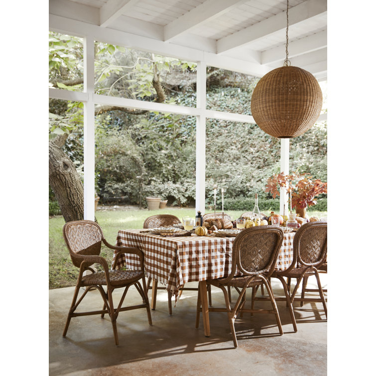 Natural Rattan Wicker Bistro Dining Arm Chair