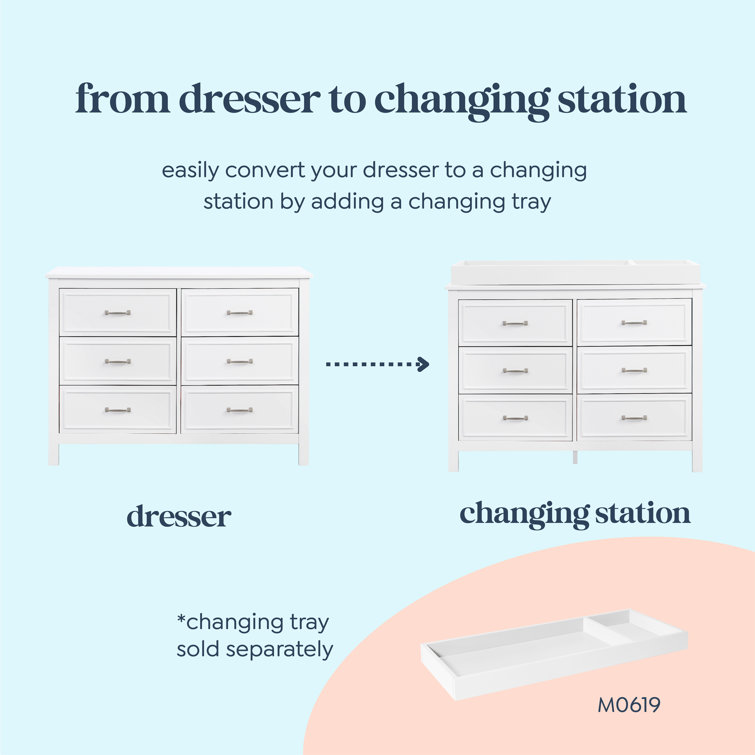 Charlie Classic White 6-Drawer Nursery Double Dresser