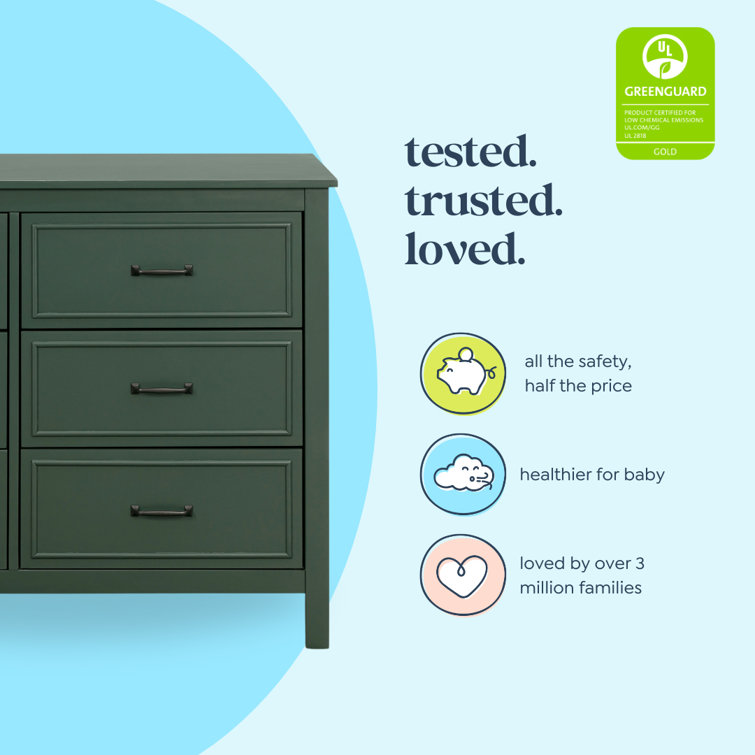 Forest Green Double Nursery Dresser with Six Drawers