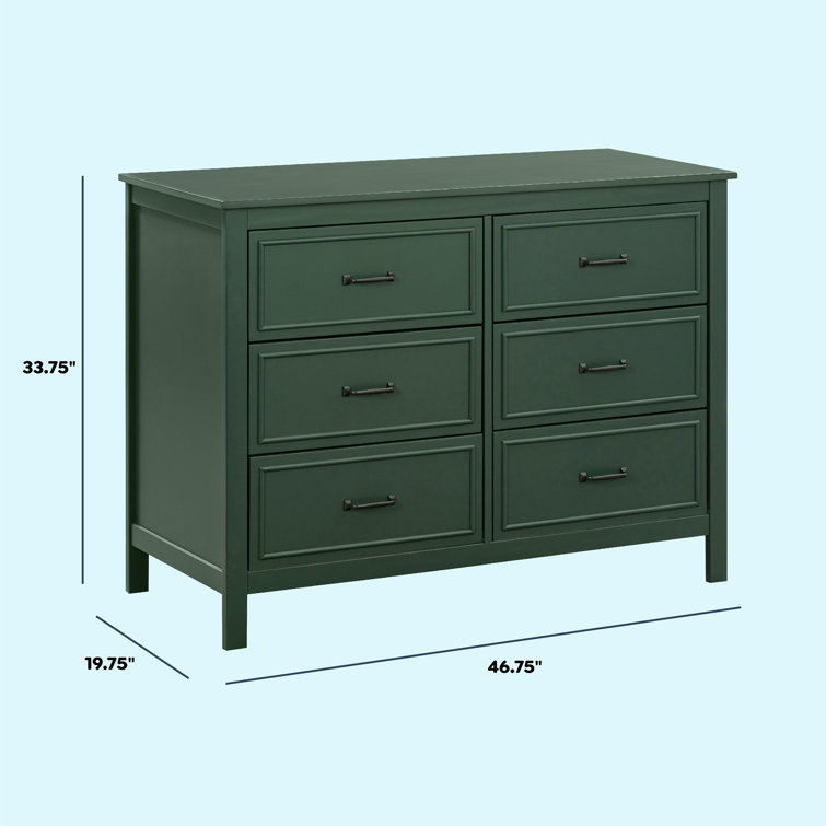 Forest Green Double Nursery Dresser with Six Drawers