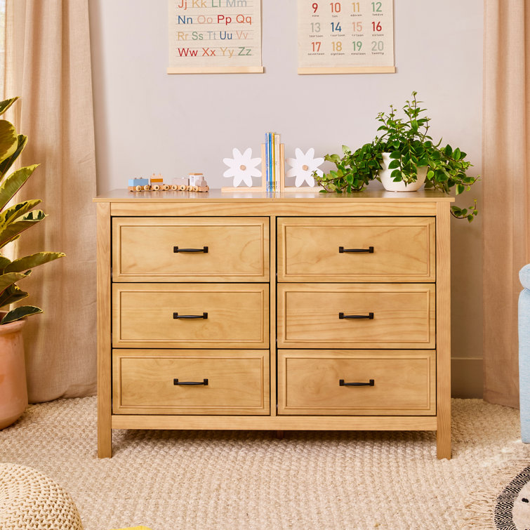 Honey Double Nursery Dresser with Classic Metal Pulls