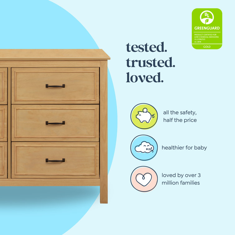 Honey Double Nursery Dresser with Classic Metal Pulls