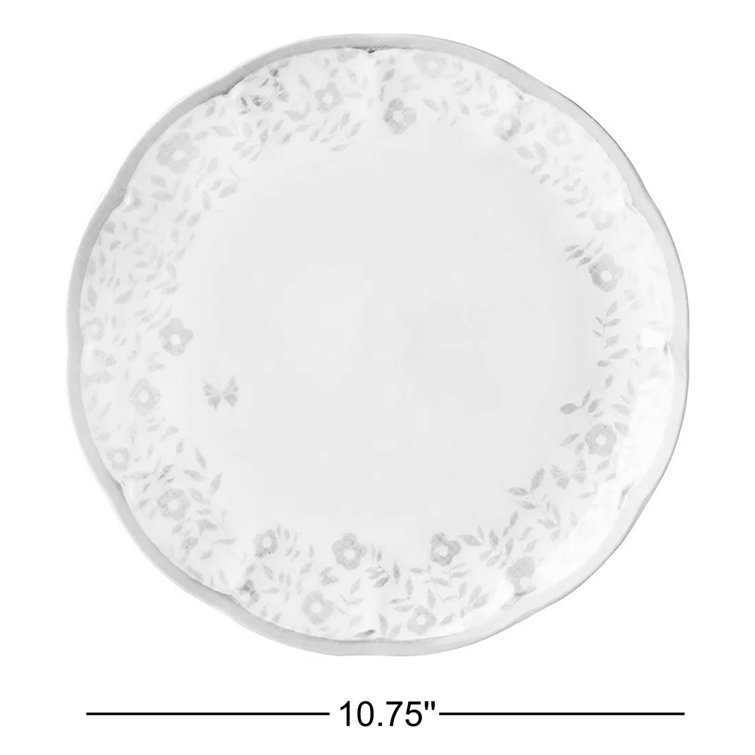 Cornflower Blue Porcelain Scalloped Edge Dinner Plates, Set of 4