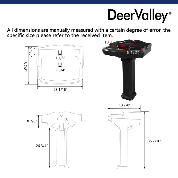 Black Ceramic Single Hole Pedestal Bathroom Sink