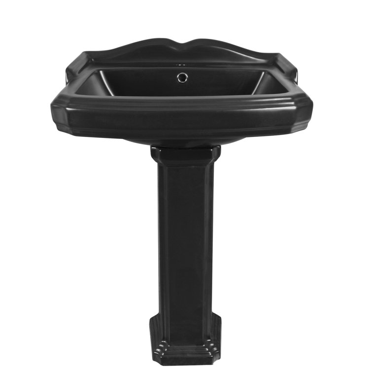Black Ceramic Single Hole Pedestal Bathroom Sink
