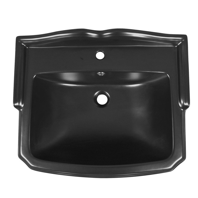 Black Ceramic Single Hole Pedestal Bathroom Sink