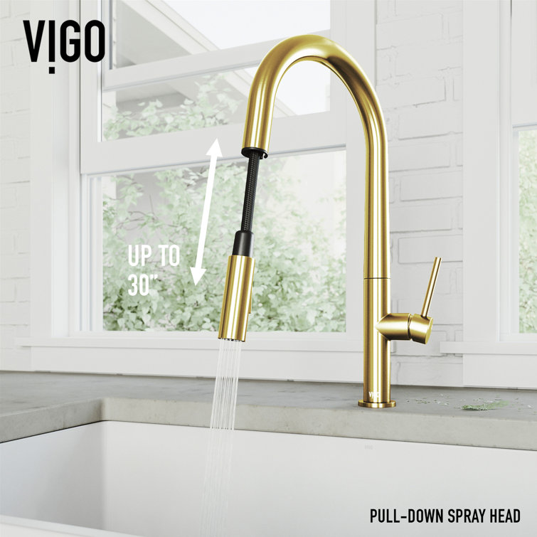 Matte Gold Single Handle Pull-Down Kitchen Faucet with Spray