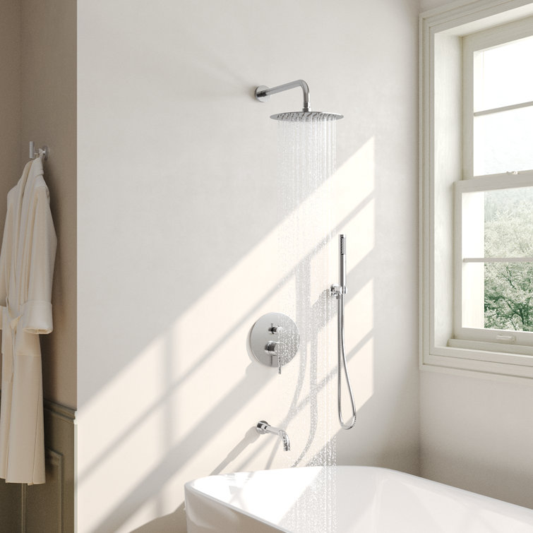 Chrome 10" Rainfall Wall Mounted Shower System with Handheld