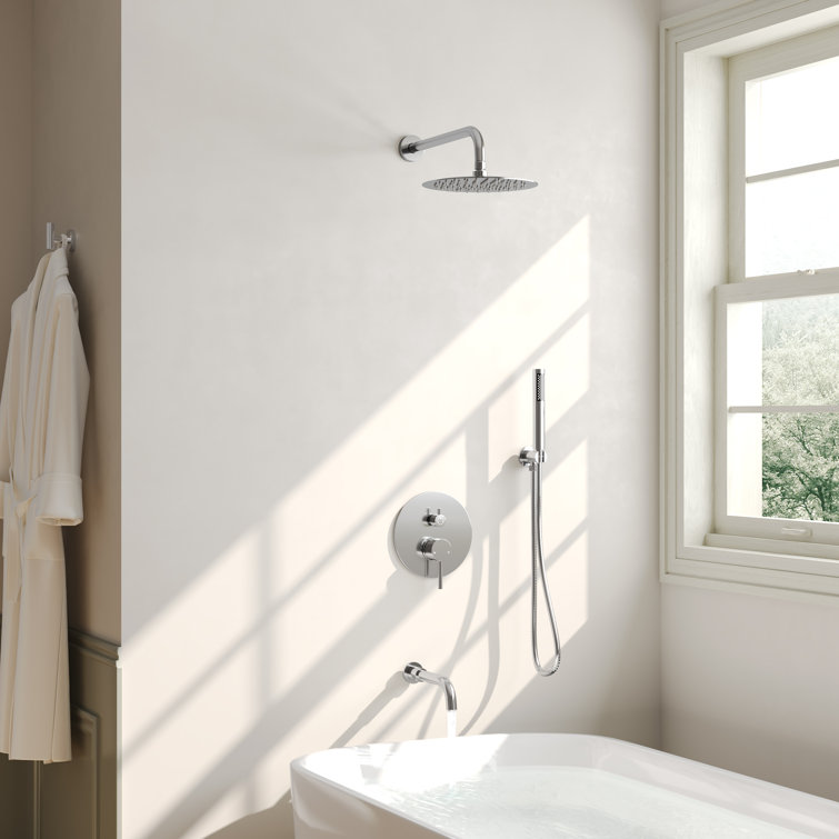 Chrome 10" Rainfall Wall Mounted Shower System with Handheld