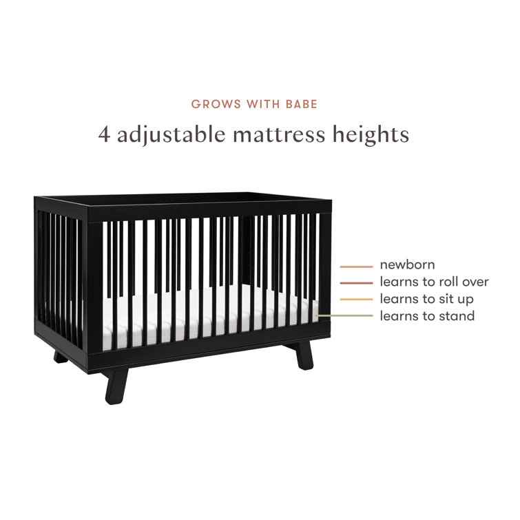 Hudson Black 3-in-1 Convertible Crib with Toddler Rail