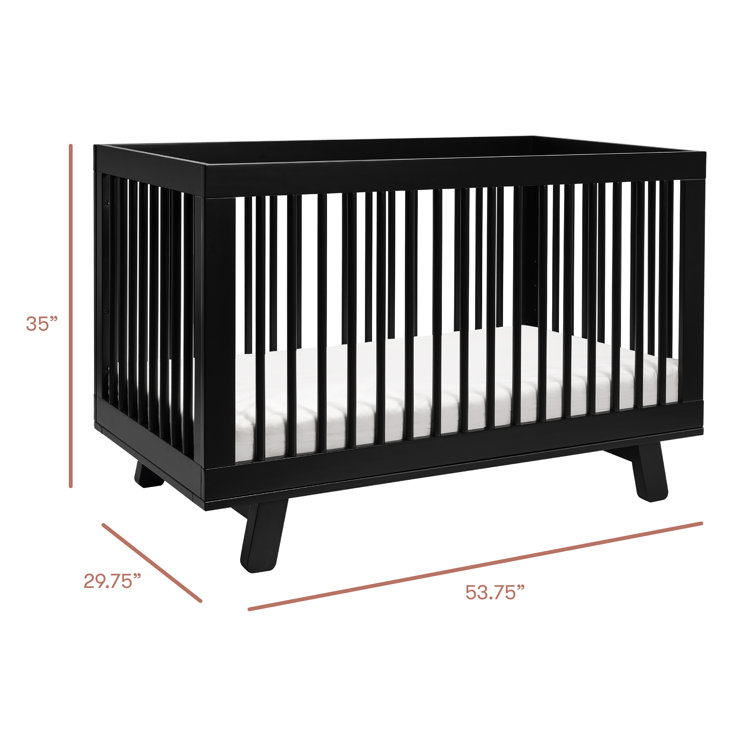 Hudson Black 3-in-1 Convertible Crib with Toddler Rail
