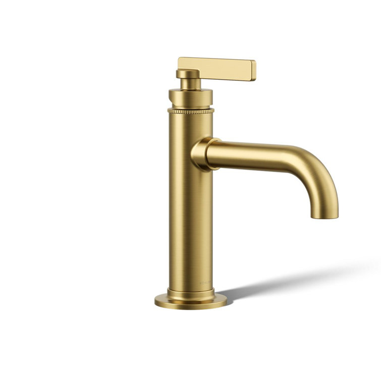 Vibrant Brushed Moderne Brass Single-Handle Bathroom Faucet